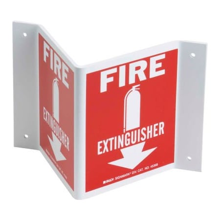 Brady Brady Fire Extinguisher inVin Sign, 2 Sided, Polystyrene, 10inW x 5.5inH 45368